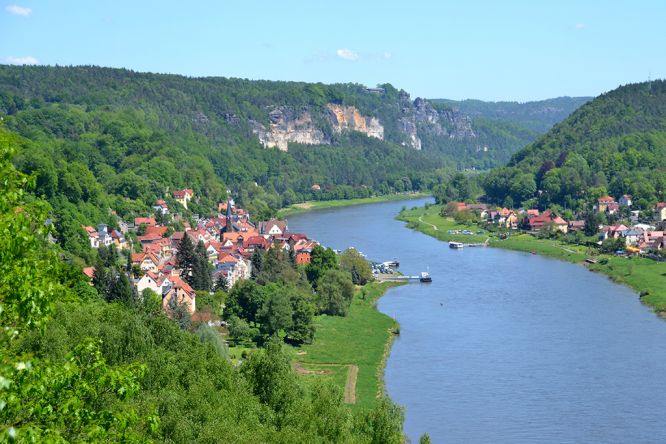 Blick von der Wilke auf Stadt Wehlen